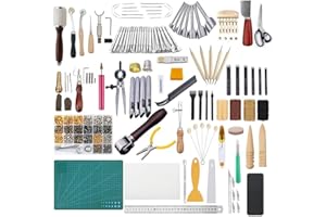 CHSEEO Ensemble de 366 Outils de Maroquinerie Outils de Couture Leathercraft DIY Accessoires À Coudre Bricolage d’Artisanat pour Piquer, Marquer, Travailler, Coudre et Rainurer #1