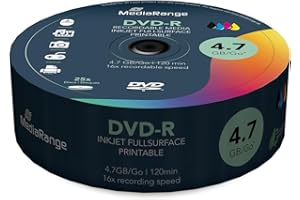 MediaRange MR407 DVD-R 4,7 Go|120 min, vitesse 16x, 25 x DVD enregistrables