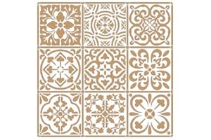 TODO-STENCIL Pochoir décoratif pour arrière-plan 095 - 2 couches - Dimensions approximatives : pochoir : 25 x 25 cm - Dimensions du motif : 22 x 22 cm