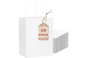 Gcardist 30 vita presentpåsar med bulkhandtag, 21 x 15 x 3,15 cm, liten storlek, flera användningsområden (15 x 8 x 21 cm, li