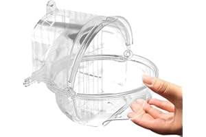 Jomewory Bird Bathtub for Cage, Bath Bowl for Parrot Shower, Clear Detachable Parrot Shower Bath Cube Cage Accessories for Budgerigars, Small Birds, Parakeets