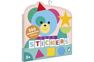 Janod - Confezione 300 Gommettes - Adesivi tascabili Formato 3x3cm - Forme Geometriche - dai 3 Anni in su - Tempo Libero Creativo per Bambini - Abilità motorie Fini e concentrazione - J09192