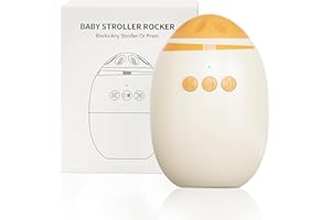 Smofrees Kinderwagenschaukler, Automatische Babywippe mit Gerät für weißes Rauschen, Einschlafhilfe Baby wiederaufladbar (USB)，Beige