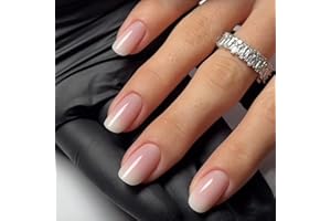 SUNDRERFECT GlamRays 24 samoprzylepne paznokcie gradientowe, kwadratowe, krótkie, wielokrotnego użytku z błyszczącymi wzorami, bezpieczne żelowe sztuczne paznokcie