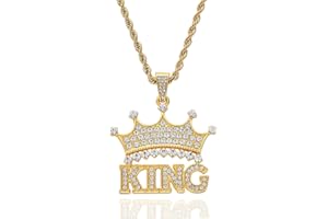 Kawailay Couronne King Collier King Pendentif Chaîne Rock Punk Hip Hop Chaîne en Or Rappeur Biker Collier cool pour Hommes Femmes - Or Style 1, Strass