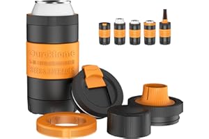 Ourokhome Insulated Can Cooler Freezer Mug, 5 in 1 Stainless Steel Beverage Cup for Beer, Skinny Drinks Can and Bottles, 100% Leak Proof Iced Coffee Tumbler with Lid, Perfect Christmas Gift, Yellow