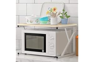 LANTUS Estante extensible para microondas, soporte para microondas de hasta 25 kg, estante de cocina de pie para horno microondas, cajas de especias, 54 x 35 x 34,5 cm, color blanco