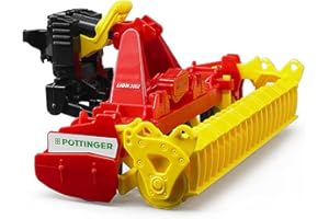 bruder 02346 - grada rotativa Pöttinger Lion 3002, remolque de tractor, juguete, granja