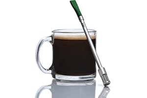 JoGo Przenośna słomka do parzenia kawy i herbaty – ekspres do kawy wielokrotnego użytku wykonany ze stali nierdzewnej z sitkiem pojedynczym – funkcja filtrowania do gorącej i zimnej herbaty – idealny