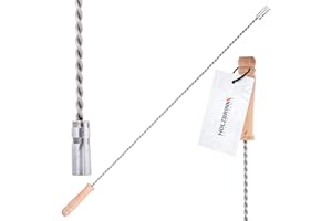 HOLZBRINK Schubstange Zugstab für Kaminbesen Kesselstab gedreht flexibel mit Holzgriff, M12, 80cm