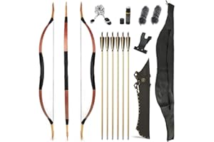 ‎SHARROW SHARROW Traditioneller Bogen Recurve Bogen und Pfeile Set Langbogen 20-50lbs Handgemacht Holzbogen Reiterbogen Sportbogen Jagdbogen für Erwachsene und Anfänger