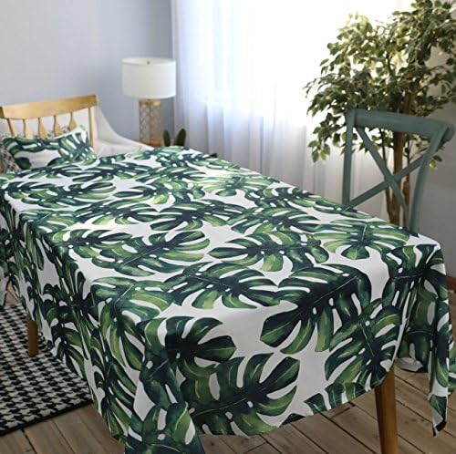 Modern tropical Forest leaves table cloth restaurant dining tablecloth cotton living room decoration party tablecloth Wedding decoration cloth 140 X 140 cm 55x55 inch