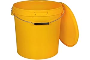 BenBow Seau avec Couvercle 20l Jaune 1x 20 Litre - Convient pour Aliments, atable, étanche à l'air, Anti-Fuite - récipient de Stockage pour Conservation en Plastique, avec Anse en métal - Vide