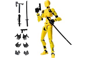 Azxndy 3D Printed Moveable Joints Robot，Finger Exercising Toys Assembly Set，Multi Joint Movable Model，Full Body Mechanical Movable Toy,Movie Character Desktop Decoration for Game Lovers (yellow)