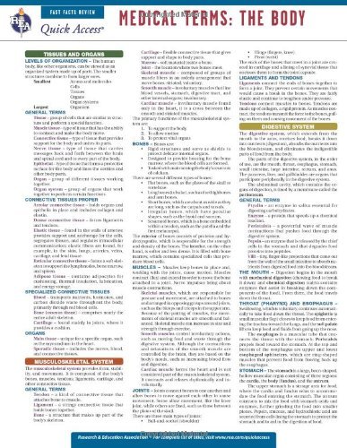 Medical Terms: The Body - REA's Quick Access Reference Chart (Quick Access Reference Charts) by Editors of REA (2009-11-11)