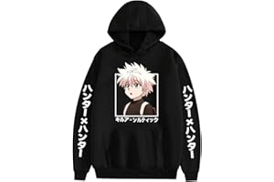 flowereyes Uomo Donna Felpa Cosplay Anime Hunter x Hunter Felpa con Cappuccio Manica Lunga Killua Pullover Casual Killua Zoldyck Felpa con Cappuccio in Puro Cotone
