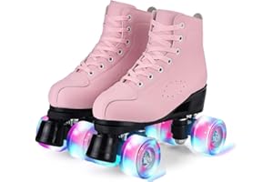 YUDOXN Patins à roulettes 4 Roues, Rollers parallèles avec Roues Lumineuses, Haut Classique Patins, Roues pour Adultes, Enfants, débutants (Taille 37-43)