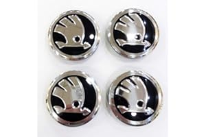 Skoda Tapacubos de plástico ABS con aleación de metal, 4 x 56 mm, para Fabia, Octavia, Superb, Yeti