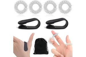 KSJEHW 6 sztuk pierścienia do akupresury - mały pierścień do akupresury na palce, pierścienie do masażu palców i stawów dłoni, pierścienie do noszenia dla nastolatków, dorosłych (srebrny, czarny