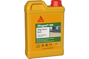 SIKA - Nettoyant dégriseur bois - Sikagard 104 - Tous types de bois - Toiture, façade, sol, mobilier de jardin, clôture, bardage - Ravive les couleurs du bois - Prêt à l'emploi - Pour 8 à 20m2-2L
