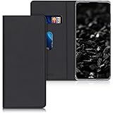 kwmobile Flip Case Compatible with Motorola Edge (2020) - Smooth PU Leather Wallet Folio Cover with Stand - Black