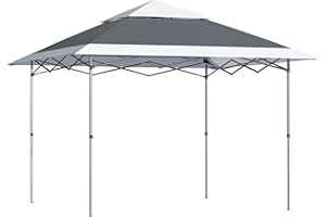 Outsunny Carpa de Fiesta Plegable 3,6x3,6 m Altura Ajustable en 3 Posiciones con Doble Techo y Bolsa de Transporte con Ruedas Marco de Acero Impermeable Gazebo para Jardín Exterior Gris y Blanco