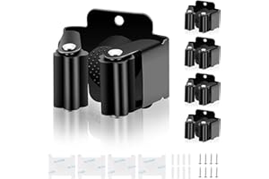 Huoberr 4 Pièces Accroche Balai Mural,Porte Balais Mural en acier inoxydable Support Balais,Accroche Balai Mural autocollant Support balais Organisateur pour cuisine maison salle de bain garage