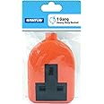 STATUS Rubber Socket Block | Orange 1 Gang 2 Way Double Socket | 13A Heavy Duty | Re-Wireable | S1G13AORSB6
