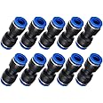 Metalwork Plastic Push to Connect Straight Union Tube Fitting, 8mm OD x 8mm OD, Straight Pneumatic Connector (Pack of 10)
