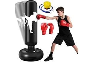 Ninonly Sac de Frappe Enfant 160cm avec Gants et Pompe Punching Ball Enfants pour Karaté Taekwondo Idéal pour Garçons et Filles de 3 à 12 Ans Punching Ball Bureau Parfait pour Maison Gym