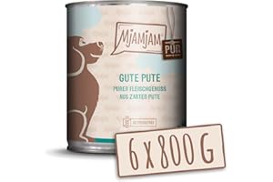 MjAMjAM - Nourriture Humide Premium pour Chiens - Bonne Dinde Pure, Pack de 6 (6 x 800g), sans céréales avec Un supplément de Viande