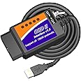Azonee ELM327 OBD2 USB Adapter, Code Reader Scanner ELM 327 USB Cable Interface OBD to USB OBD 2 II Connector OBDII Scan Automotive Diagnostic Tool for Ford Chevy GM Toyota for Laptop PC