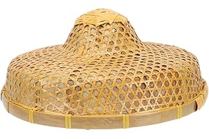 SENRN Chinese Coolie Hat, Asian Hat Woven Straw Swordsman Cosplay Hat Sun Shade Farmer Conical Cone Hat Rice Paddy Hat Beach Sun Hat Oriental Cap for Beach Camping