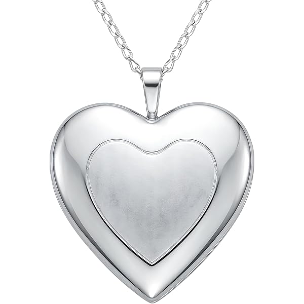 CHENGHONG Medaillon ketting 925 sterling zilveren engelenvleugels hanger hartvormige medaillon ketting die foto memorial ketting geheugen sieraden geschenken voor vrouwen meisjes, 19mm, Sterling