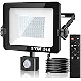 Aomeya Motion Sensor Outdoor Security Light, 100W 8750 Lumen LED Floodlights with PIR Sensor, IP66 Waterproof Motion Sensor Outdoor Wall Light with Remote Control for Garden, Backyard, Garage (100W)