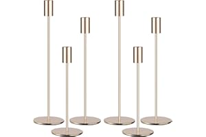 LCXCXY Set Portacandele da 6 pezzi, 6 Candelabro dorati, 3 Porta Candele da Tavolo Cilindrico di diverse altezze. Candelabri è adatto per Porta Candela matrimoni, feste di compleanno e Candele Decorative