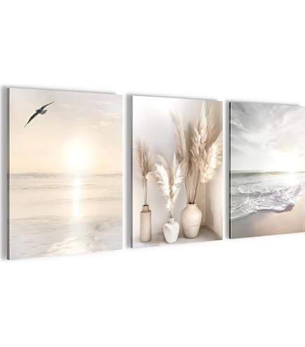 Set 9 Quadri Moderni Su Tela Non Tessuta – Spiaggia E Mare, Già Pronti Da Appendere, Stampa Ecologica E Colori Brillanti