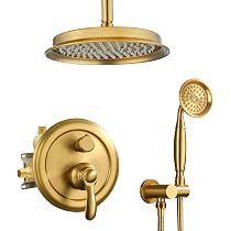 Chrom-Vintage Duscharmatur-Set - Wandmontage Mit 22,9 Cm Regenkopf & Handbrause, Antikes Messing