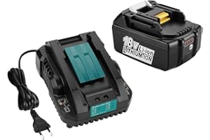 Energup Batterie de Rechange 18V 5,0 Ah + Chargeur pour Makita Batterie 18V BL1850 BL1840 BL1830 BL1820 BL1815 et Chargeur DC18RA DC18RC DC18RD