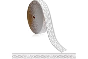 NCOALE Bordüre Selbstklebend Weiß, 10m x 8cm x 5mm Tapetenbordüre 3D Deckenleisten Selbstklebend Schneidbar Stuckleisten Wand für Flure, Decken, Ecken, Heimdekoration