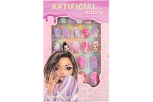 Depesche 12686 TOPModel Beauty and Me- Selbstklebende Kunstnägel in vielen Designs und Mustern, 24 künstliche, spitze Fingernägel in unterschiedlichen Größen