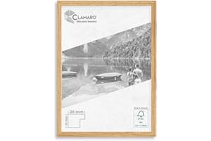 CLAMARO 'Collage 20' Picture Frame 70 x 85 cm Handmade to Measure | Catania Oak | Modern 20 mm Wide Slim Design MDF Wooden Picture Frame with Acrylic Glass, Back Panel and Hanger