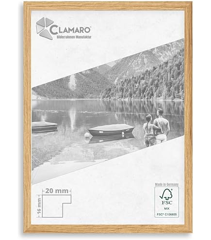 CLAMARO 'COLLAGE' Bilderrahmen 70x110 Handgefertigt Nach Maß | Weiss Matt | Moderner Eckiger MDF Holzbilderrahmen Inkl. Acrylglas, Rückwand Und Aufhänger (querformat & Hochformat