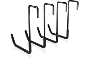 PeoMev 4 Stück Garagenhaken, strapazierfähig, große S-Haken zum Aufhängen, ohne Bohren, Utility-Haken für Leiter, Fahrrad, Sparren-Aufhänger, Gartenwerkzeug-Organizer (4xschwarze Garagenhaken)