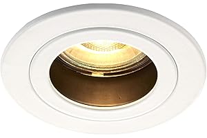 National Lighting Anti Glare, GU10 Recessed Matt White Ceiling Lights, GU10 Halogen or LED, Dimmable Spotlights Downlights IP20 Rated - Pack of 10