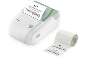 ‎YULINCA 2 Zoll Etikettendrucker B1 mit Etiketten, Bluetooth-Thermo-Etiketten Small Business Aufkleber Drucker, eignet Sich für alle Zwecke Etiketten Barcode Preis Text, kompatibel mit iOS & Android(Mintgrün)