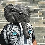 Elefant elephant Kopf Maske mask aus sehr hochwertigen Latex Material mit Öffnungen an Augen Halloween Karneval Fasching Kostüm Verkleidung für Erwachsene Männer und Frauen Damen Herren gruselig Grusel Zombie Monster Dämon Horror Party - 