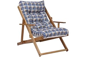 LIBEROSHOPPING.EU - LA TUA CASA IN UN CLIK Poltrona Pieghevole sdraio in legno Abete 3 Posizioni Cuscino tessuto Imbottito per soggiorno giardino made in italy - RELAX (Blu strike)