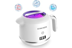 SEANCHEER Limpiador Ultrasonidos 48000Hz Ultrasonidos Limpieza | 24W | 180ML | Lampara UV | Ultrasonic Cleaner Portatil para | Dentaduras | Ferula Dental | Aligner | Retainer | Joyas | (Blanco)