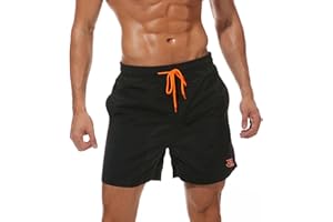 JustSun Badehose Herren Schnelltrocknend Boardshorts mit Mesh-Futter und Verstellbarem Tunnelzug